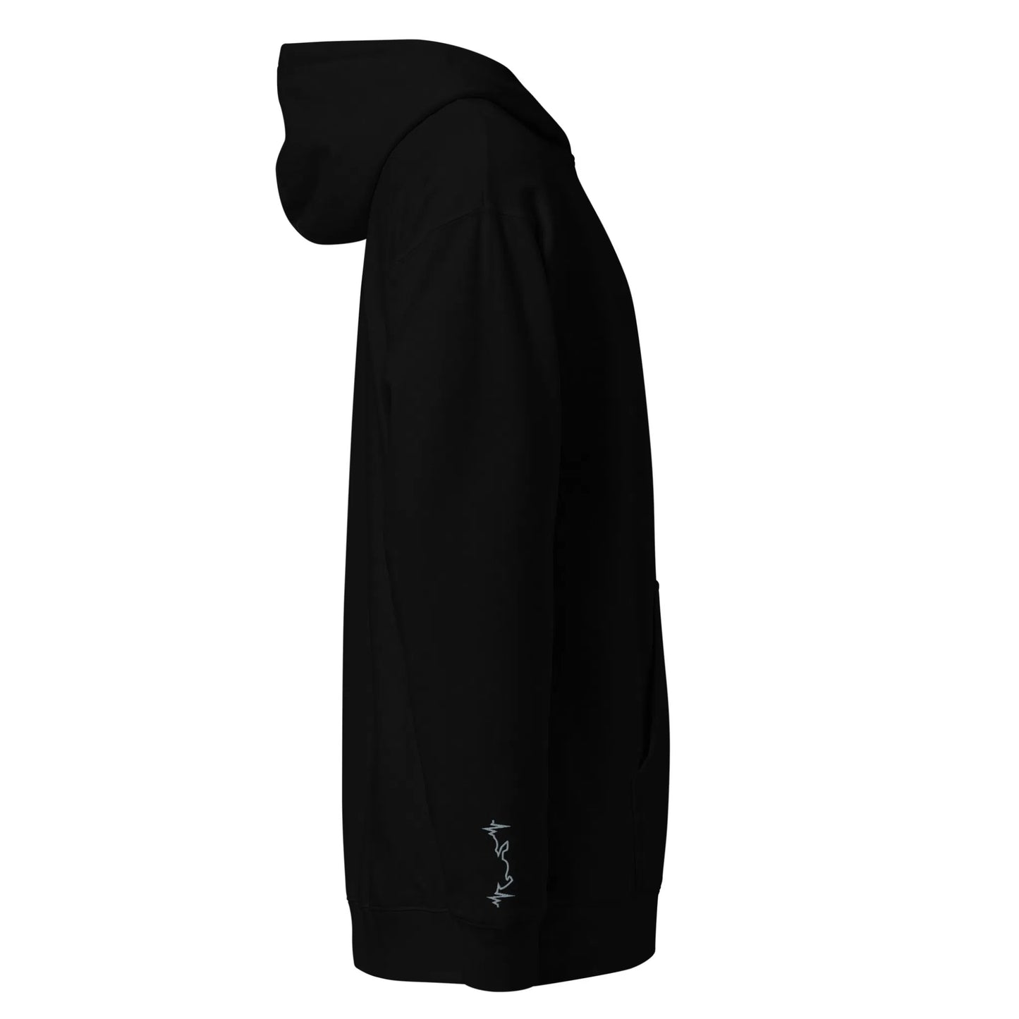 Black Gear Shift Hoodie with Embroidered Sport Bike Heartbeat on Sleeve