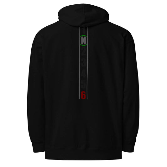 Black GP Gear Shift Hoodie with Embroidered Sport Bike Heartbeat on Sleeve