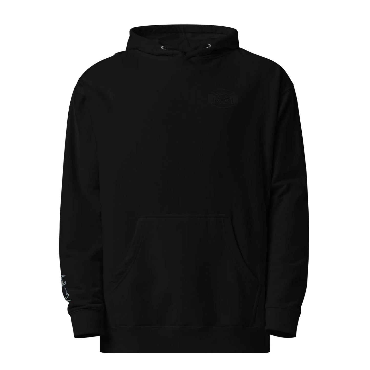 Black GP Gear Shift Hoodie with Embroidered Sport Bike Heartbeat on Sleeve