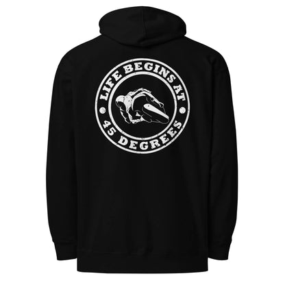 Life Begins At 45 Degrees Distressed Hoodie