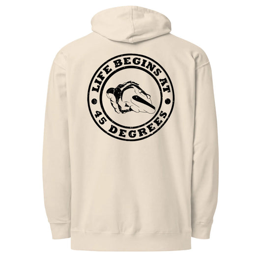 Life Begins At 45 Degrees Distressed Hoodie - Bone