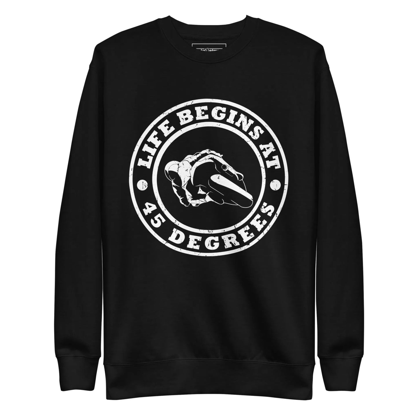 Life Begins At 45 Degrees Distressed Sweatshirt