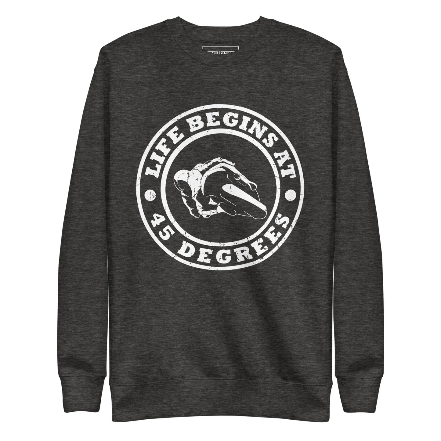 Life Begins At 45 Degrees Distressed Sweatshirt