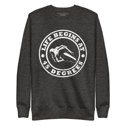 Life Begins At 45 Degrees Distressed Sweatshirt