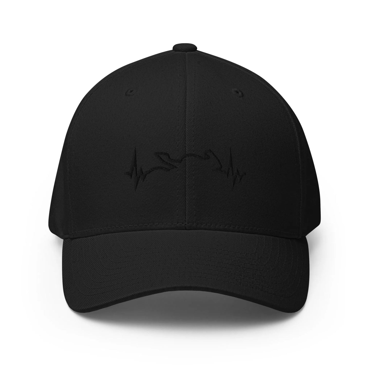 Black Hat with Embroidered Superbike Heartbeat - Flexfit