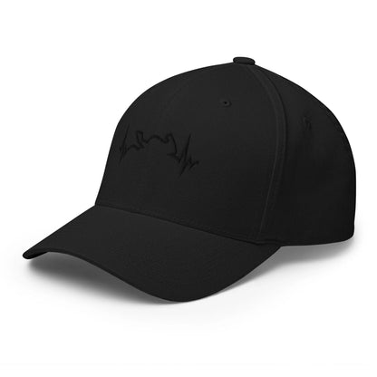 Black Hat with Embroidered Superbike Heartbeat - Flexfit